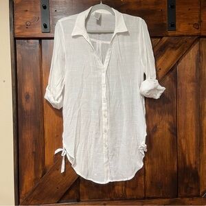 Time and Tru white button down swim suit cover up